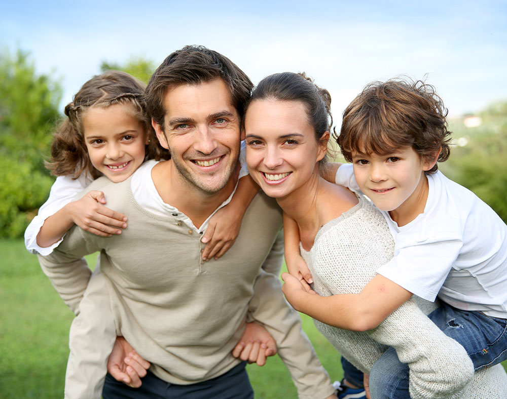 portrait of family standing together